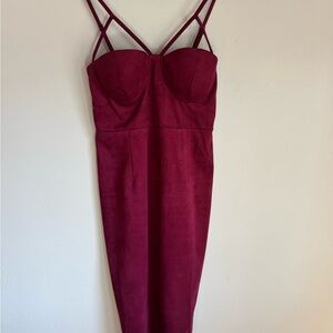 Airline Suede Burgundy Strappy Dress